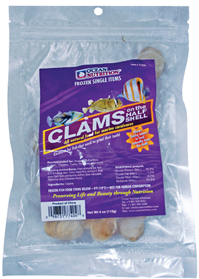 Ocean Nutrition Frozen Clams on the Half Shell 4oz